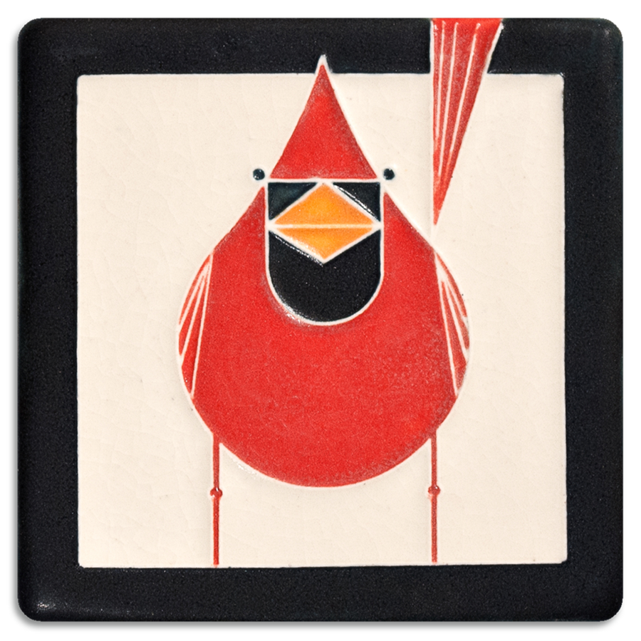 Charley Harper 4x4 Male Cardinal Tile
