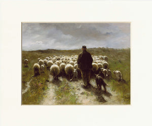 Shepherd and Sheep 11" x 14"  Matted Print