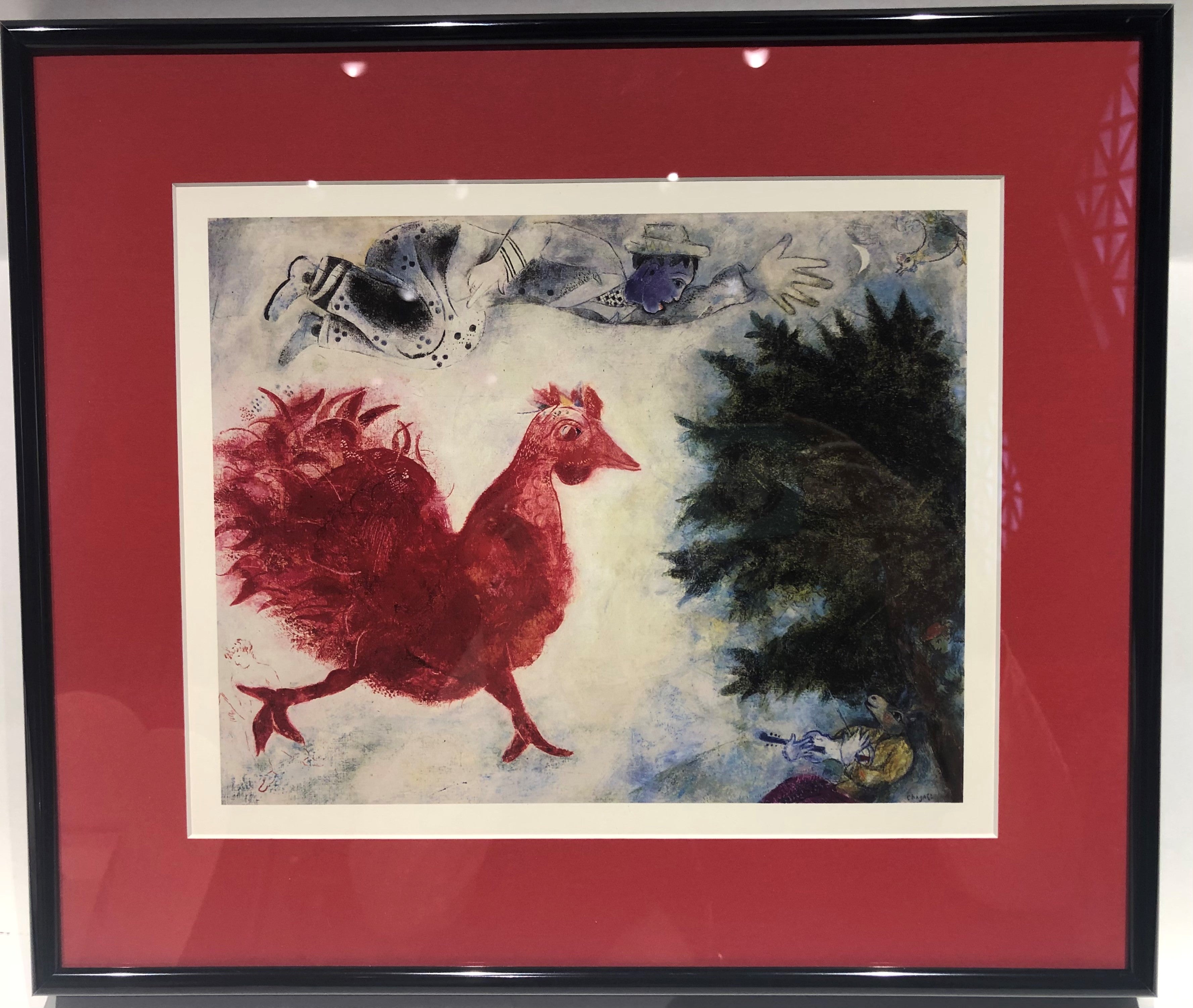 The Red Rooster by Chagall Framed